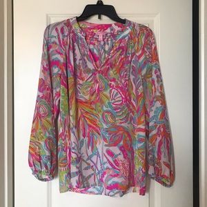 🌴 Lilly Pulitzer Silk Elsa Top: Scuba to Cuba